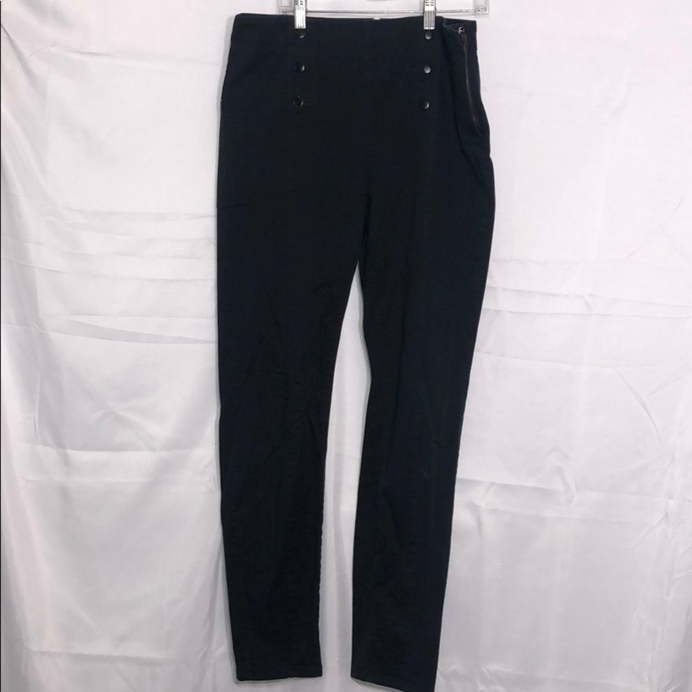 Forever 21 black jeans high rise zip side women's size 29 skinny button stretch